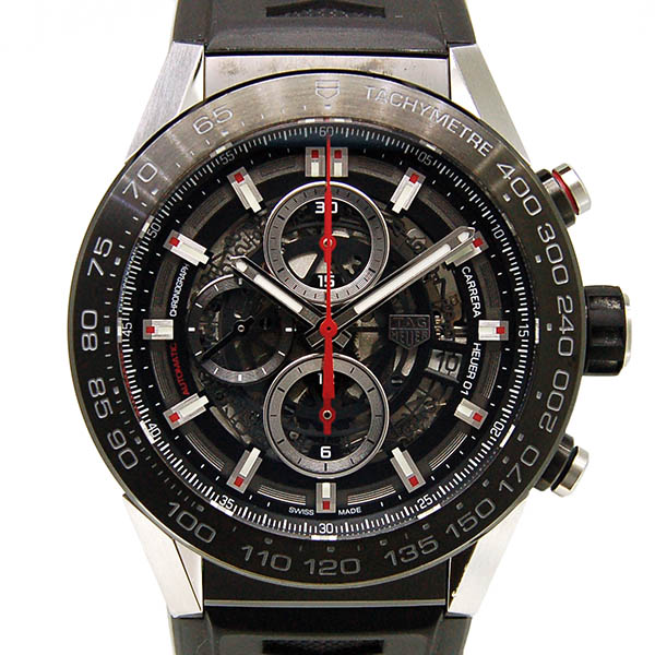 タグホイヤー　TAG HEUER　カレラ　キャリバー　ホイヤー01　ブラック　ラバー　CAR2A1Z.FT6044　USED　中古