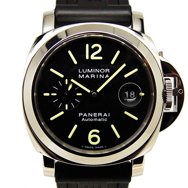 パネライ　PANERAI　ルミノールマリーナ　44mm　PAM00104　自動巻　SS　ブラック　ラバーベルト　Q番　USED　中古