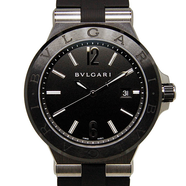 ブルガリ　BVLGARI　ディアゴノ　セラミック　DG42BSCVD　42mm　メンズ　自動巻　ブラック　ラバー　USED　中古