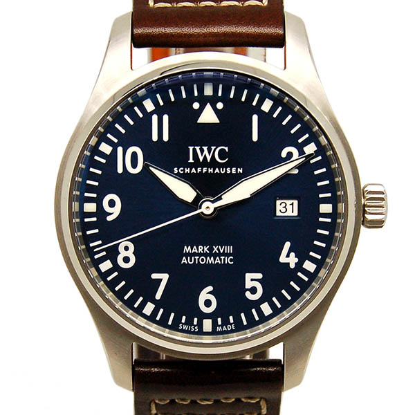 IWC　パイロットウォッチ　マーク18　プティ・プランス　IW327004　ブルー　革ベルト　USED　中古
