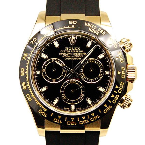 ロレックス　ROLEX　デイトナ　116518LN　18Kイエローゴールド　ブラック　ラバーベルト　USED　中古