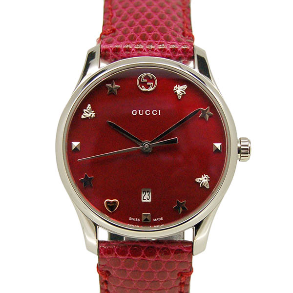 グッチ　GUCCI　Gタイムレス　YA126584　29mm　クォーツ　レッド　新品アウトレット