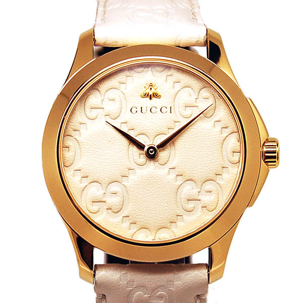 グッチ　GUCCI　Gタイムレス　YA1264033　38mm　クォーツ　ホワイト　革ベルト　新品アウトレット