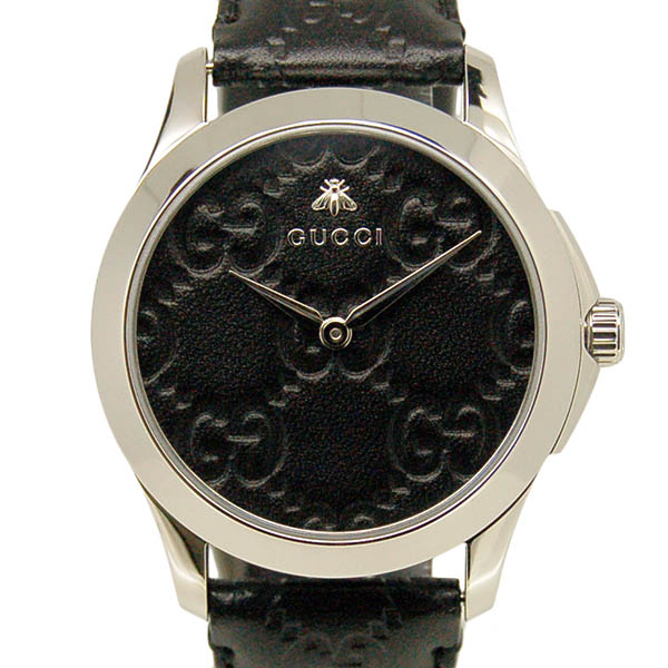 グッチ　GUCCI　Gタイムレス　YA1264031　38mm　クォーツ　ブラック　革ベルト　新品アウトレット