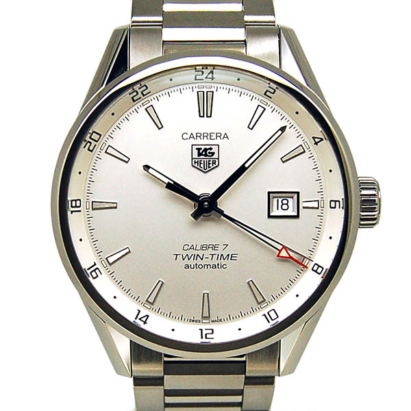 タグホイヤー　TAG HEUER　カレラ　ツインタイム　WAR2011.BA0723　キャリバー7　SS　シルバー　USED　中古