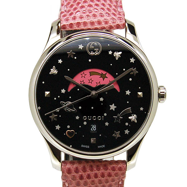 グッチ　GUCCI　Gタイムレス　YA1264046　ムーンフェイズ　36mm　クォーツ　ブラック　革ベルト　新品アウトレット