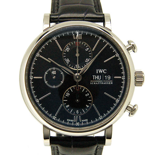 IWC　ポートフィノ　クロノグラフ　IW391008　SS　ブラック　革　未使用品