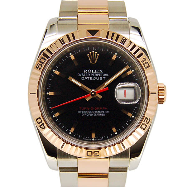 ロレックス　ROLEX　ターノグラフ　Ref.116261　18KPG×SS　ブラック　D番ルーレット　36mm　USED　中古