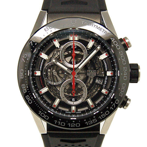 タグホイヤー　TAG HEUER　カレラ　キャリバー　ホイヤー01　ブラック　ラバー　CAR2A1Z.FT6044　45mm　新品アウトレット