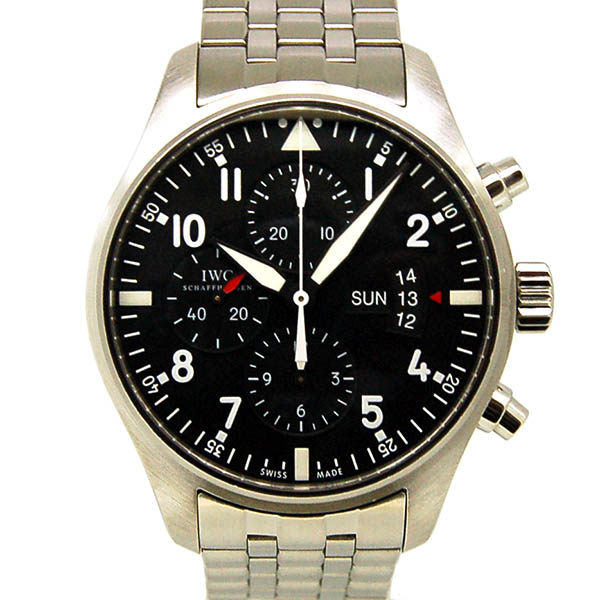 IWC　パイロットウォッチクロノ　IW377704　デイデイト　SS　ブラック　自動巻　43mm　USED　中古