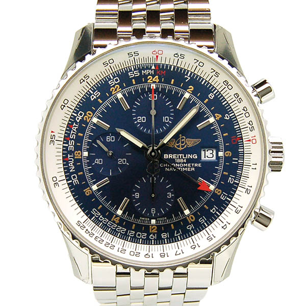 ブライトリング　BREITLING　ナビタイマーワールド　A242C51NP　GMT　自動巻き　ブルー　45mm　USED　中古