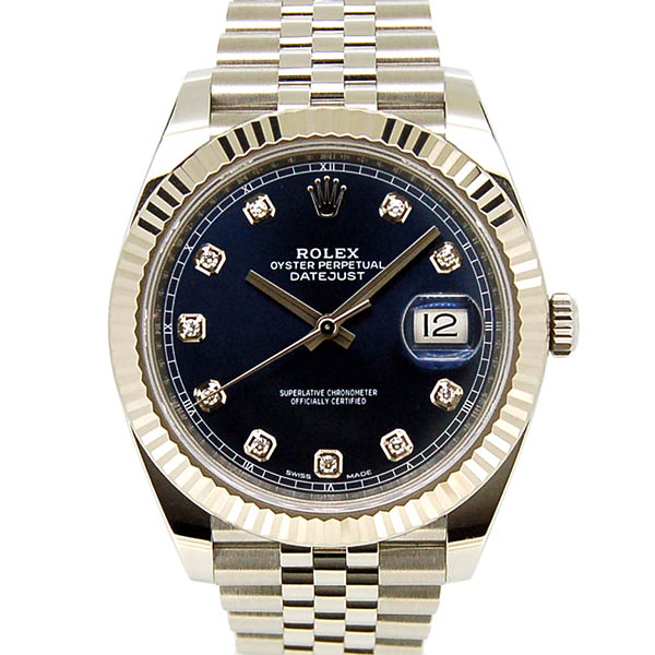 ロレックス　ROLEX　デイトジャスト41　126334G　10Pダイヤ　ブルー　USED　中古