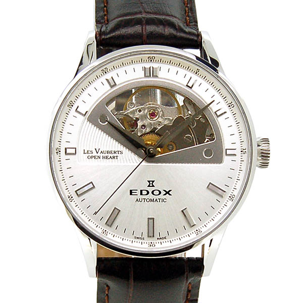 エドックス　EDOX　レ・ヴォベール オープンハート　85019-3A-AIN　37mm　シルバー　USED　中古