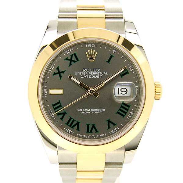 ロレックス　ROLEX　デイトジャスト41　126303　グレー/グリーンローマ　SS×18KYG　国内正規品　未使用品