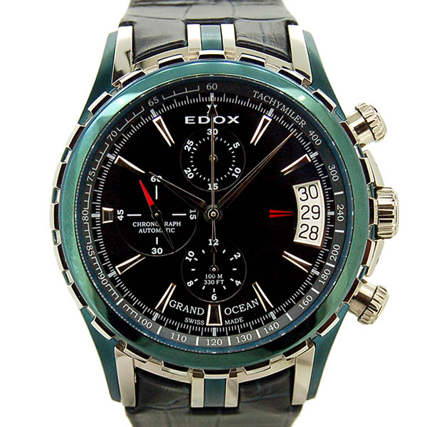 エドックス　EDOX　グランドオーシャン　クロノグラフ　01201-357B-BUIN　48mm　ブルー　USED　中古