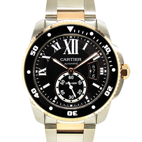 カルティエ　CARTIER　カリブル ドゥ カルティエ ダイバー　W7100054　18KPG×SS　ブラック　42mm　USED　中古