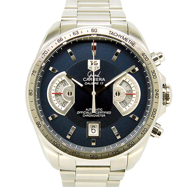 タグホイヤー　TAG HEUER　グランドカレラ クロノグラフ　CAV511F.BA0902　キャリバー17RS　日本300本限定　ブルー　43mm　USED　中古