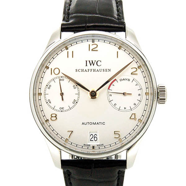 IWC　ポルトギーゼ　オートマティック　7デイズ　IW500114　シルバー　SS　革ベルト　42.3mm　USED　中古