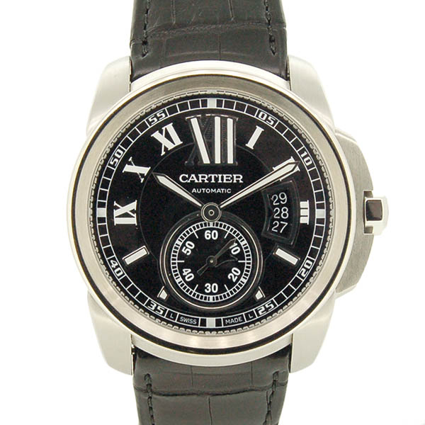 カルティエ　CARTIER　カリブル ドゥ カルティエ　W7100041　SS　ブラック　メンズ　自動巻　革ベルト　42mm　USED　中古
