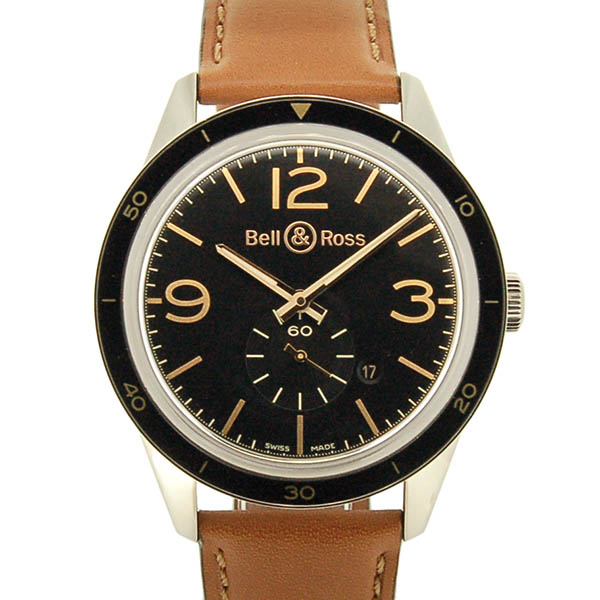 ベル＆ロス　BELL＆ROSS　ヴィンテージ BR123 ゴールデンヘリテージ　BRV123-GH-ST/SCA　ブラック　革ベルト　43mm　USED　中古