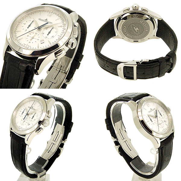 ジャガールクルト Jaeger LeCoultre マスタークロノグラフ Q1538420 シルバー 革 40mm USED 中古
