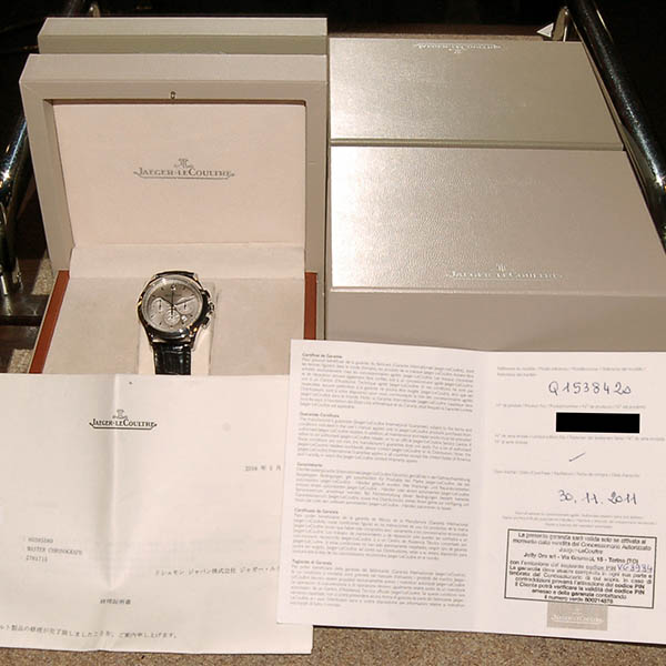 ジャガールクルト Jaeger LeCoultre マスタークロノグラフ Q1538420 シルバー 革 40mm USED 中古