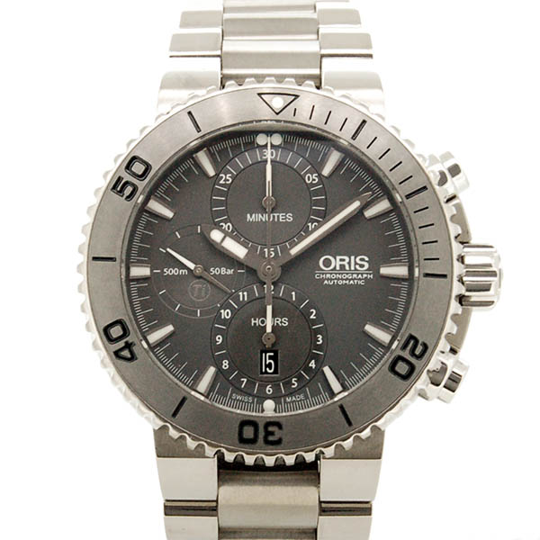 オリス　ORIS　アクイス チタン クロノグラフ　674 7655 7253M　46mm　USED　中古