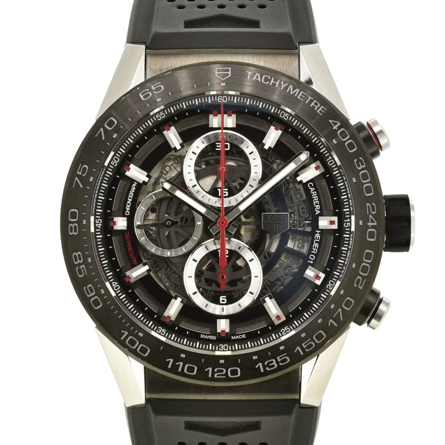 タグホイヤー　TAG HEUER　カレラ キャリバー ホイヤー01　CAR2A1Z.FT6044　ブラック　ラバー　45mm　USED　中古