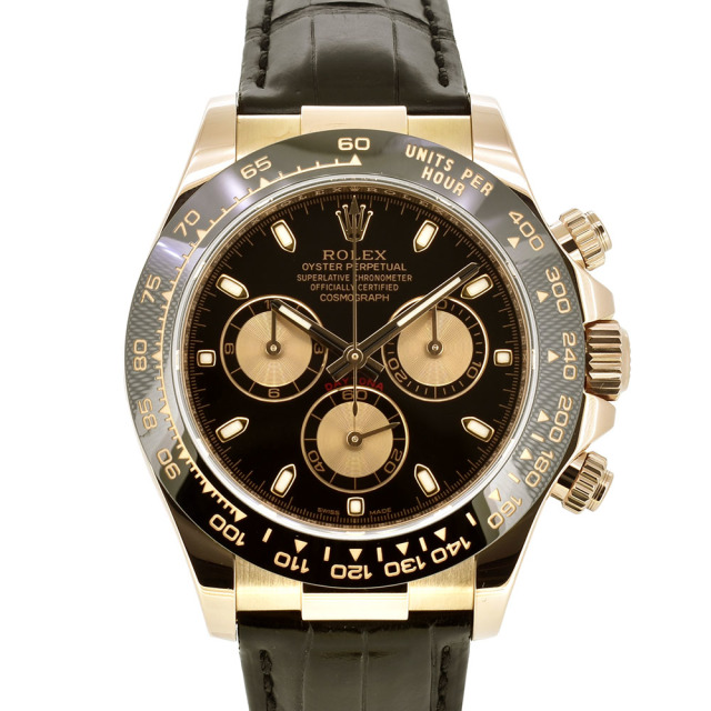 ロレックス　ROLEX　デイトナ　Ref.116515LN　K18PG　セラミックベゼル　40mm　ブラック/ピンク　革ベルト　ランダム番　USED　中古