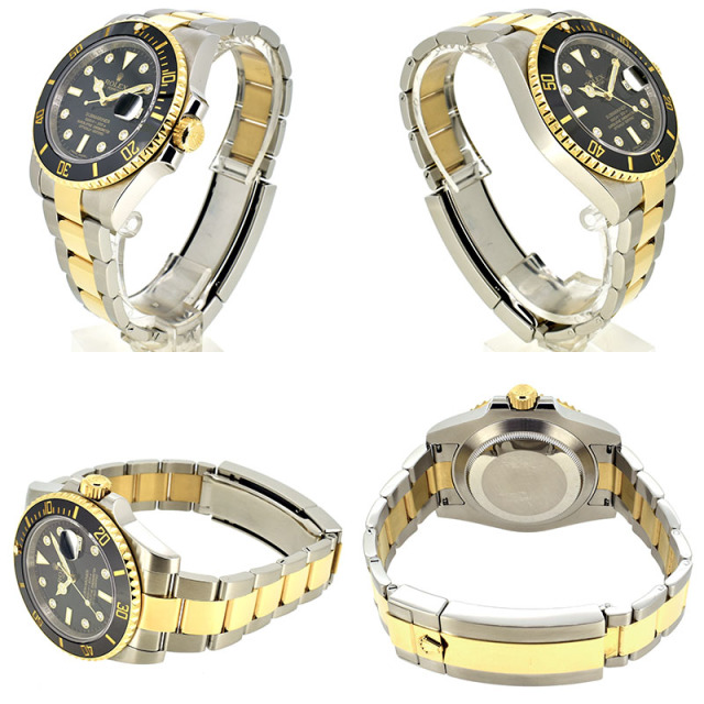 ロレックス ROLEX サブマリーナデイト コンビ Ref.116613GLN ブラック SS×YG 8Pダイヤ G番 USED 中古