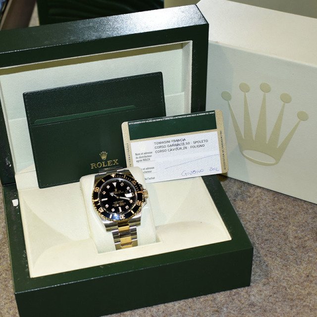 ロレックス ROLEX サブマリーナデイト コンビ Ref.116613GLN ブラック SS×YG 8Pダイヤ G番 USED 中古