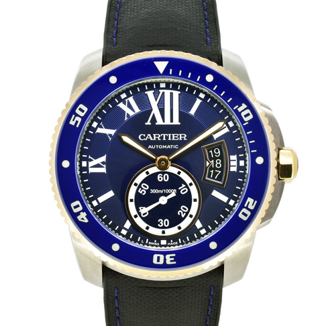 カルティエ　CARTIER　カリブル ドゥ カルティエ ダイバー　W2CA0008　ブルー　42mm　SS/18KPG　USED　中古