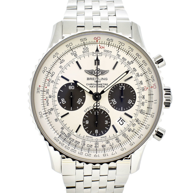 ブライトリング　BREITLING　ナビタイマー01 シルバーグレイ　A022G26NP　日本限定　自動巻　SS　43mm　USED　中古