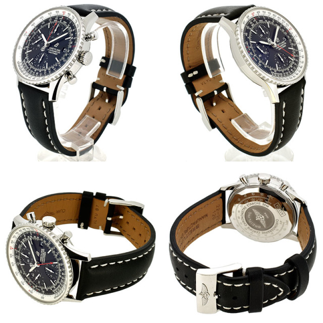 ブライトリング BREITLING ナビタイマー1 クロノグラフ 41 A113B-1KBA SS ブラック 革ベルト USED 中古