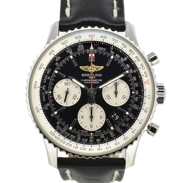 ブライトリング BREITLING ナビタイマー01 A022B01KBA 自動巻 ブラック SS 革 43mm USED 中古