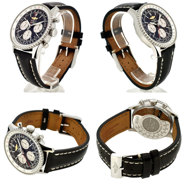 ブライトリング BREITLING ナビタイマー01 A022B01KBA 自動巻 ブラック SS 革 43mm USED 中古
