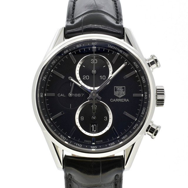 タグホイヤー　TAG HEUER　カレラクロノ　キャリバー1887　CAR2110.FC6266　41mm　SS　ブラック　革ベルト　USED　中古