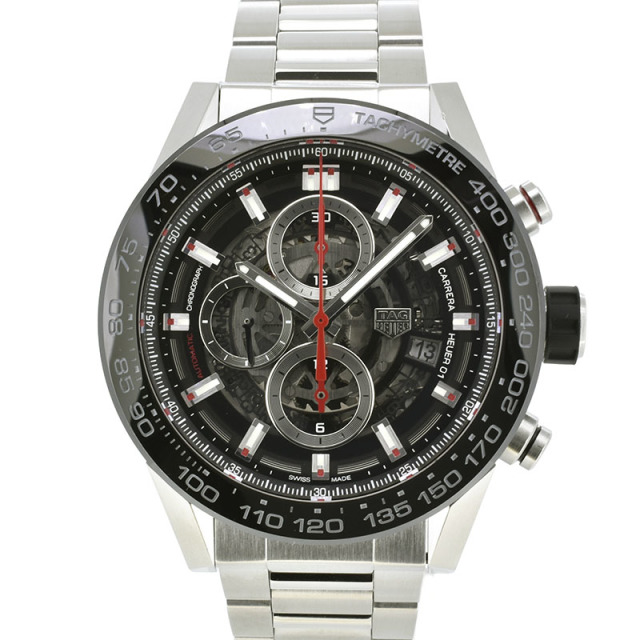 タグホイヤー　TAG HEUER　カレラ クロノグラフ キャリバー ホイヤー01 ブラック　CAR2A1W.BA0703　45mm　USED　中古