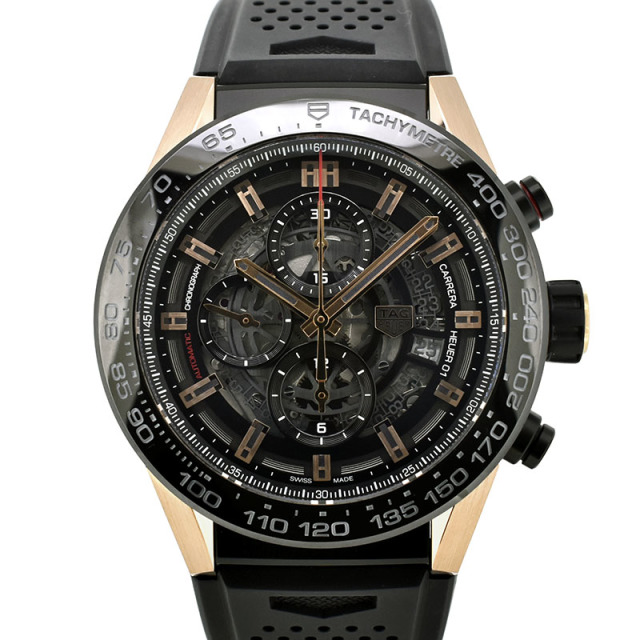 タグホイヤー　TAG HEUER　カレラ クロノグラフ キャリバー ホイヤー01　CAR2A5A.FT6044　ブラック　ラバー　45mm　USED　中古