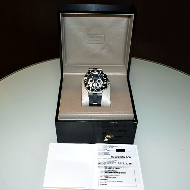 ブルガリ BVLGARI ディアゴノ カリブロ303 クロノグラフ DG42C3SWGLDCH ブルー/シルバー 革ベルト 42mm USED 中古