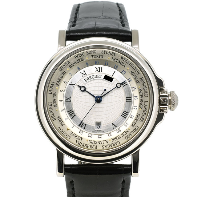 ブレゲ　BREGUET　マリーン デュオタイマー　3700BB/12/9V6　38mm　18KWG　シルバー　USED　中古