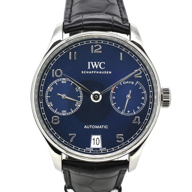 IWC　ポルトギーゼ 7デイズ　IW500710　ブルー　革ベルト　42.3mm　USED　中古