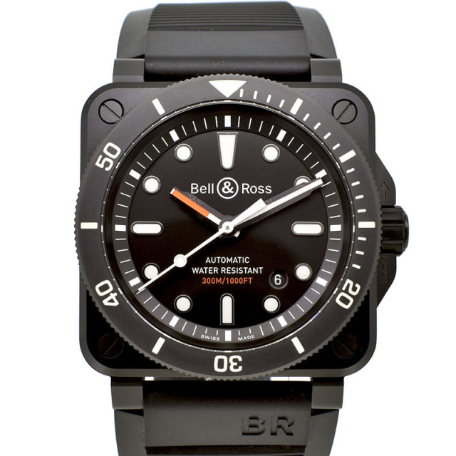 ベル＆ロス　BELL＆ROSS　BR0392-D-BL-CE/SRB　BR03-92　ダイバー　ブラックマット　42mm　セラミック　USED　中古