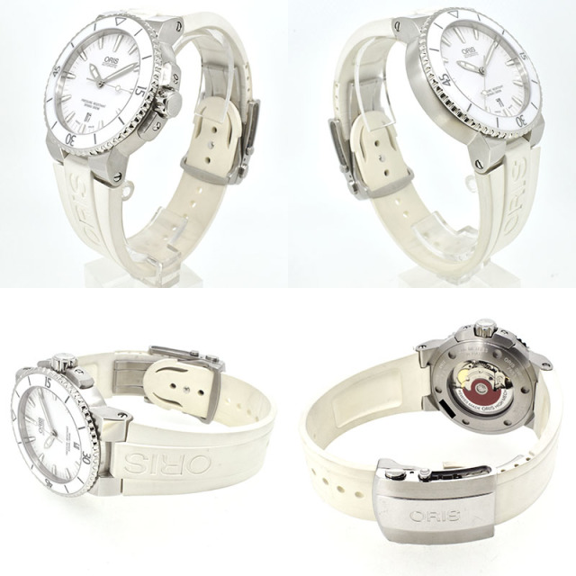 オリス ORIS アクイス デイト 733 7653 4156R SS ホワイト ラバー 43mm 