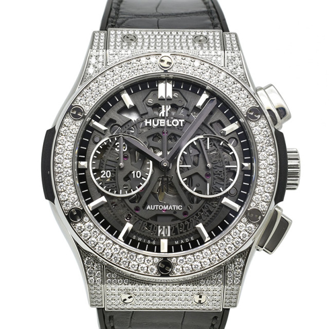 ウブロ　HUBLOT　クラシックフュージョン アエロ クロノグラフ パヴェダイヤ　525.NX.0170.LR.1704　45mm　USED　中古