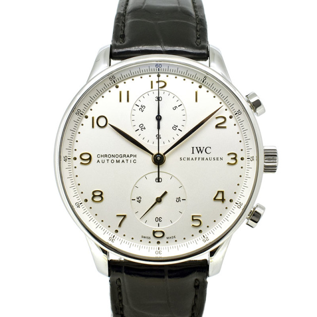 IWC　ポルトギーゼ クロノグラフ　IW371445　シルバー　金針　Dバックル　自動巻　41mm　USED　中古