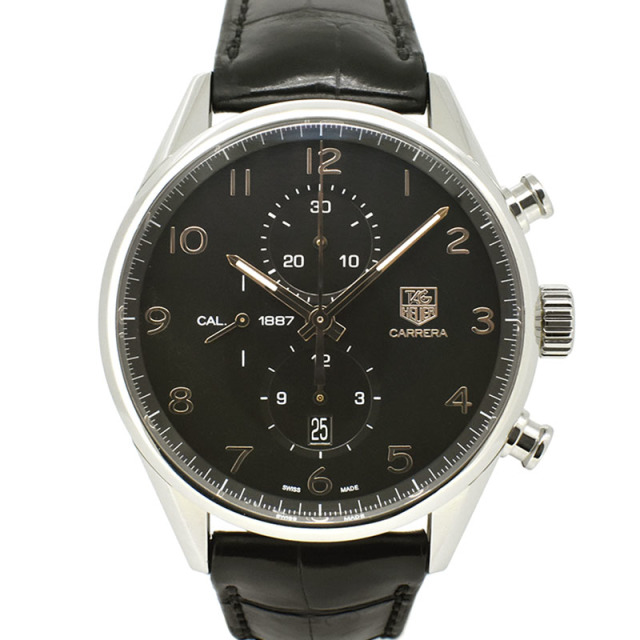 タグホイヤー　TAG HEUER　カレラクロノ キャリバー1887　CAR2014.FC6235　ブラック　金針　革ベルト　43mm　USED　中古