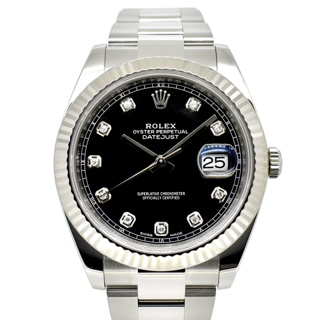 ロレックス　ROLEX　デイトジャスト41　126334G　10Pダイヤ　ブラック　USED　中古