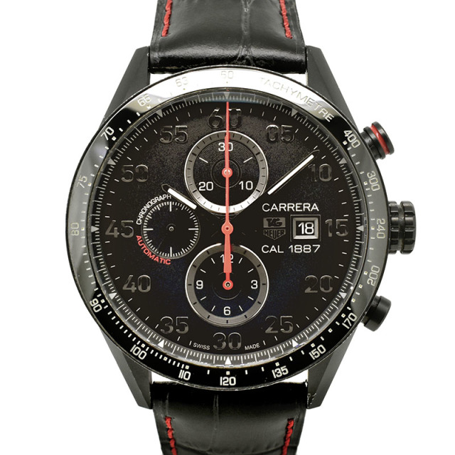 タグホイヤー　TAG HEUER　カレラ1887 クロノグラフ レーシング　CAR2A80.FC6237　チタン　PVD　革ベルト　43mm　USED　中古
