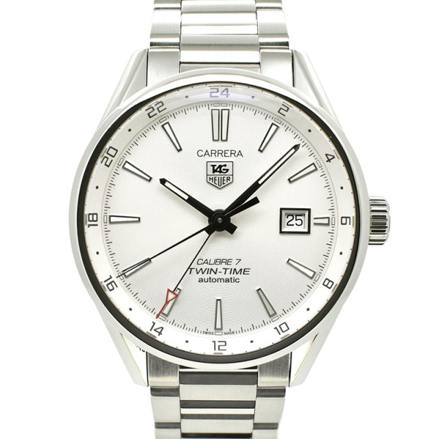 タグホイヤー　TAG HEUER　カレラ ツインタイム　WAR2011.BA0723　キャリバー7　SS　シルバー　41mm　USED　中古